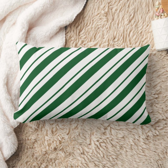 Christmas Candy Cane Stripes in Green and White  Lumbarkudde (Filt)