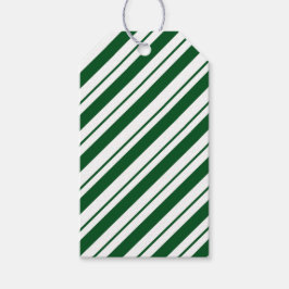 Christmas Candy Cane Stripes in Green and White  Presentetikett