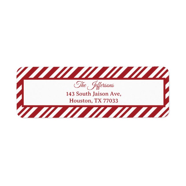 Christmas Candy Cane Stripes Return Address Label Returadress Etikett (Framsidan)
