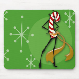 CHRISTMAS CANDY CANE WOMAN MOUSE PAD MUSMATTA
