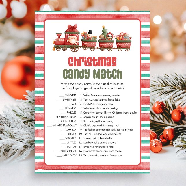 Christmas Candy Match Game Julkort (Christmas Game Card)