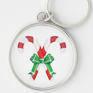 CHRISTMAS CANDYCANES RUND SILVERFÄRGAD NYCKELRING