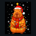 Christmas Capybara With Santa Hat Xmas Lights Tree Poster<br><div class="desc">Christmas Capybara With Santa Hat Xmas Lights Tree</div>