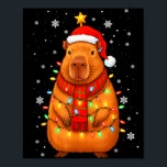 Christmas Capybara With Santa Hat Xmas Lights Tree Poster<br><div class="desc">Christmas Capybara With Santa Hat Xmas Lights Tree</div>