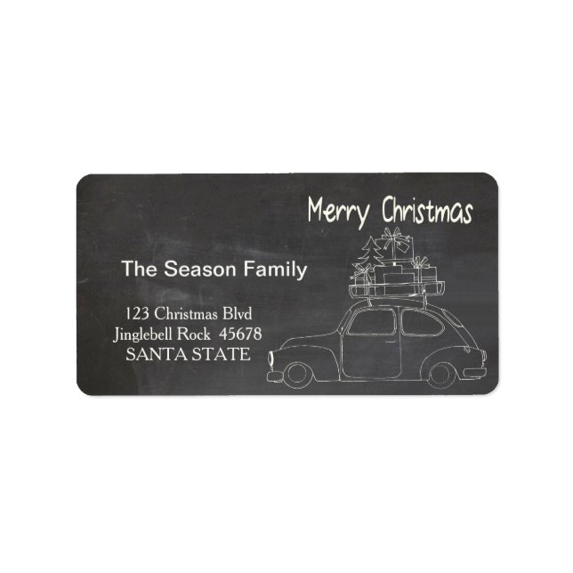 "Christmas car chalkboard Christmas  address label Adressetikett (Framsidan)