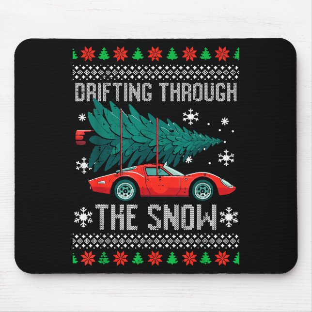 Christmas Car Drifting Through Snow Ugly Xmas Men  Musmatta (Framsidan)