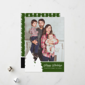 Christmas Card 2024 Green Tree Pattern Julkort