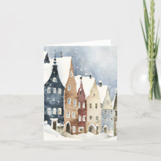 Christmas Card Best Wishes Winter Town Snow Feiert Helgkort