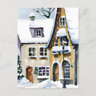 Christmas Card Best Wishes Winter Town Snow Feiert Vykort