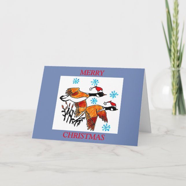 CHRISTMAS CARD - CANADIAN GEESE FLYING SOUTH HELGKORT (Framsida)