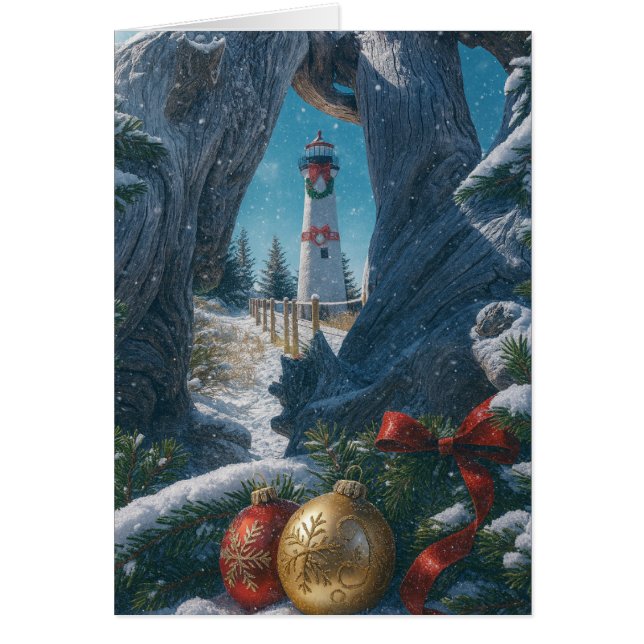 Christmas Card - Crisp Point Lighthouse  Hälsningskort (Framsidan)
