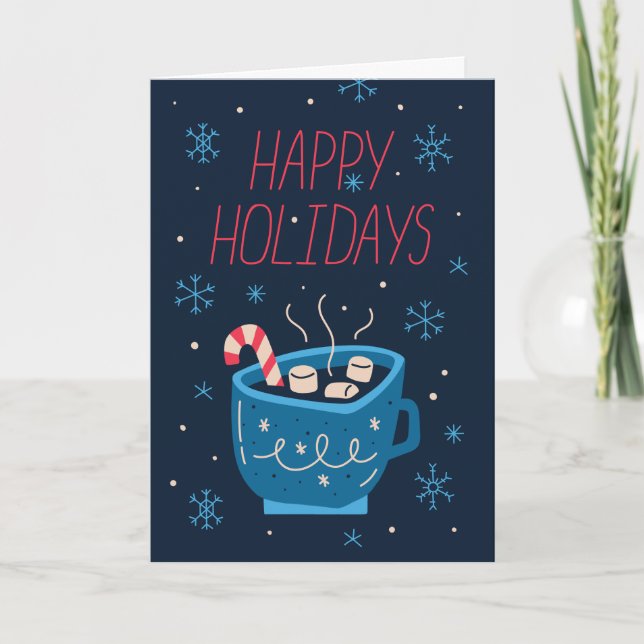 Christmas Card Cup of Cocoa with Candy Cane Helgkort (Framsida)