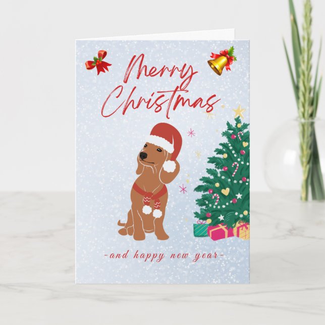Christmas Card Dachshund Kort (Framsida)