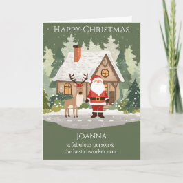 Christmas Card for a Coworker - Santa & Reindeer Kort