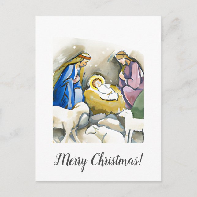 Christmas Card Merry Christmas Wishes Bethlehem  F Vykort (Framsida)