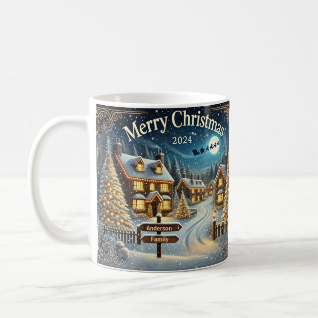 Christmas Card Mug with Snowy Village Design Kaffemugg (Vänster)