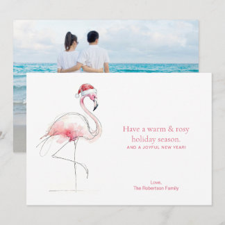 CHRISTMAS CARD Pink Flamingo Florida Holiday Card Julkort