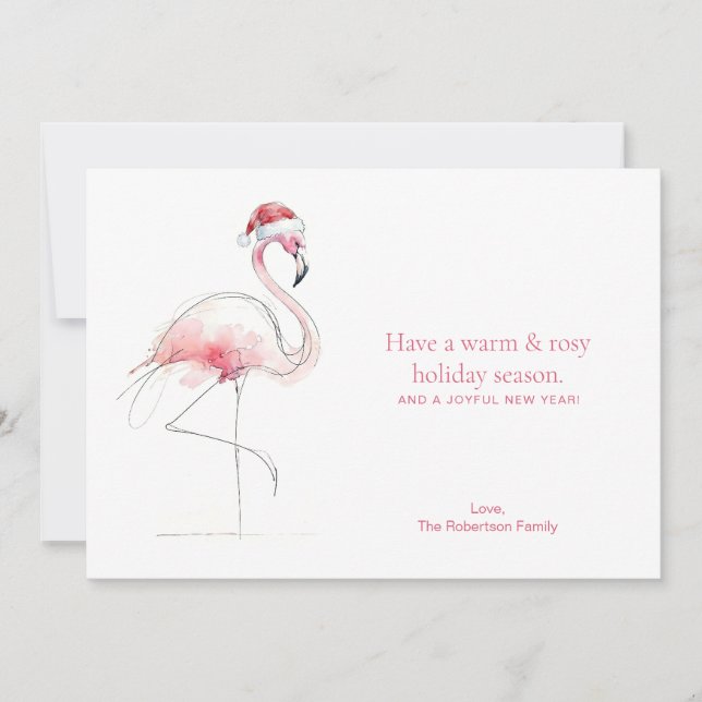 CHRISTMAS CARD Pink Flamingo Florida Holiday Card Julkort (Framsida)