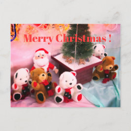 Christmas card：Santa's stuffed & bear stuffed Helg Vykort