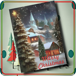 CHRISTMAS CARD - Snow-covered Christmas Village Kort