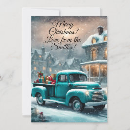 Christmas card vertical 5"x7" Vintage Truck Winter Kort