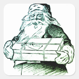 CHRISTMAS CARD VINTAGE SANTA STICKER ENVELOPE SEAL FYRKANTIGT KLISTERMÄRKE