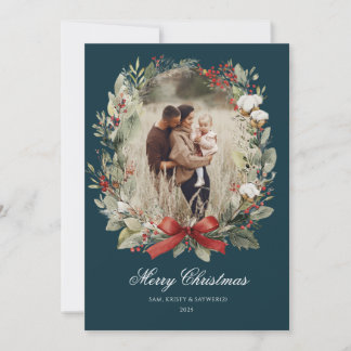 Christmas Card  Watercolor botanical floral  Inbjudningar