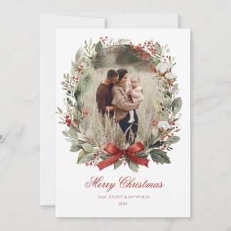 Christmas Card  Watercolor botanical floral  Inbjudningar