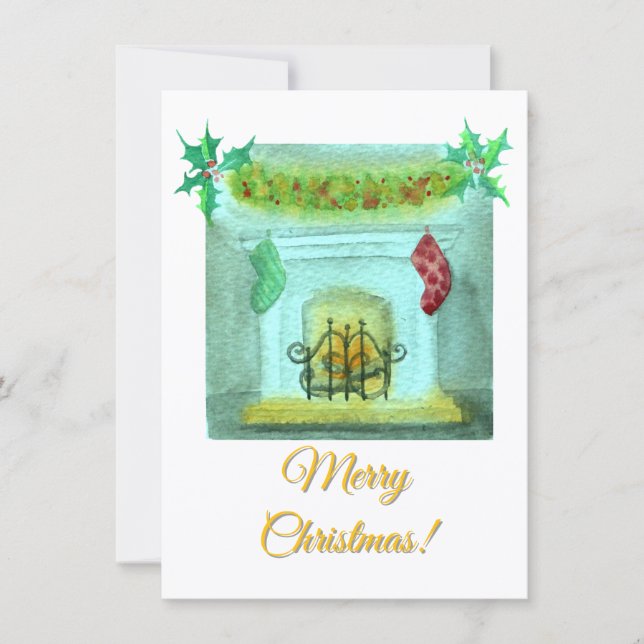 Christmas Card With A Fireplace Julkort (Framsida)