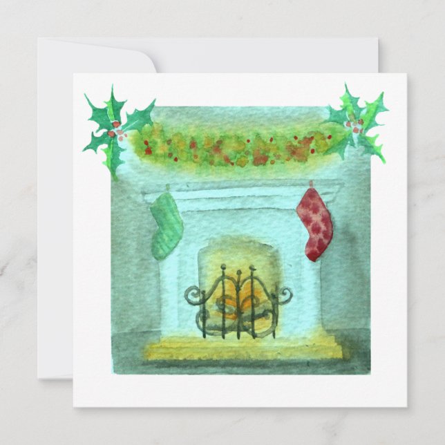 Christmas Card With A Fireplace Kort (Framsida)