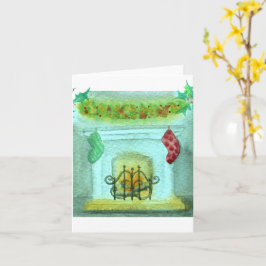 Christmas Card With A Fireplace Kort
