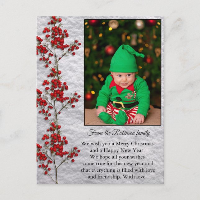 Christmas Card With a Smiling and Happy Baby. Vykort (Framsida)
