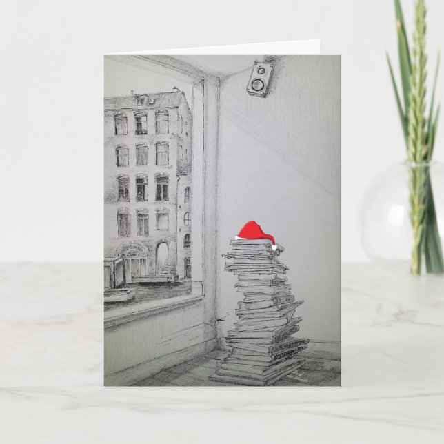 Christmas Card with Books Helgkort (Framsida)