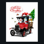 Christmas card with cartoon Santa`s truck Poster<br><div class="desc">Christmas card with cartoon Santa`s truck</div>