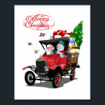 Christmas card with cartoon Santa`s truck Poster<br><div class="desc">Christmas card with cartoon Santa`s truck</div>