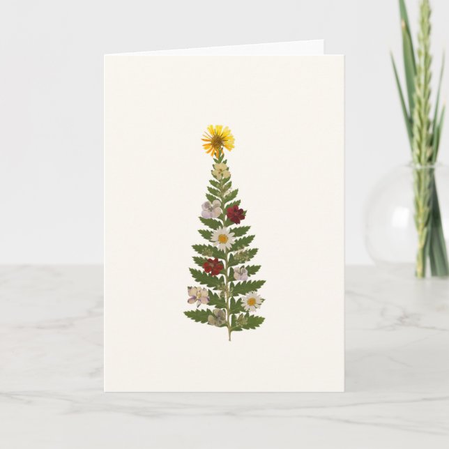 Christmas Card with Pressed Flower Tree Kort (Framsida)