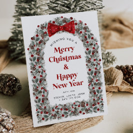 Christmas Card Without Photo Holiday Card Red Bow Julkort