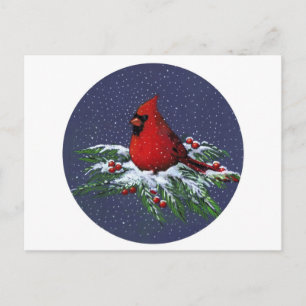 CHRISTMAS: CARDINAL: BIRD: ART HELG VYKORT