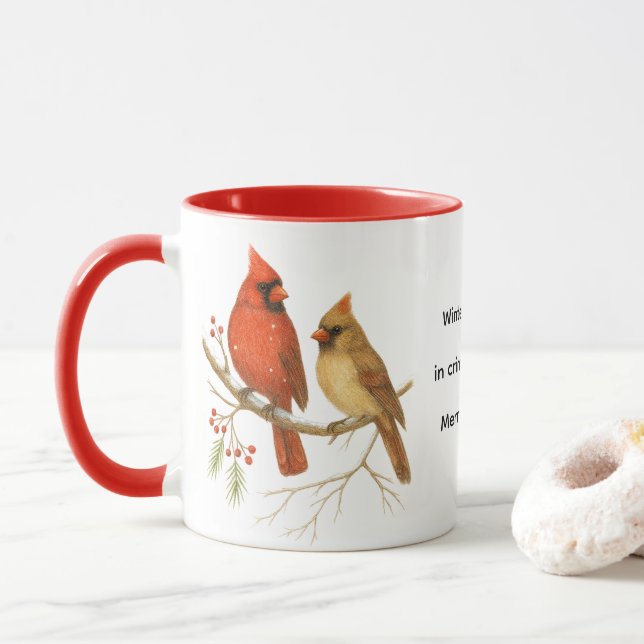 Christmas Cardinal Birds Holiday Wildlife  Mugg (Med munk)