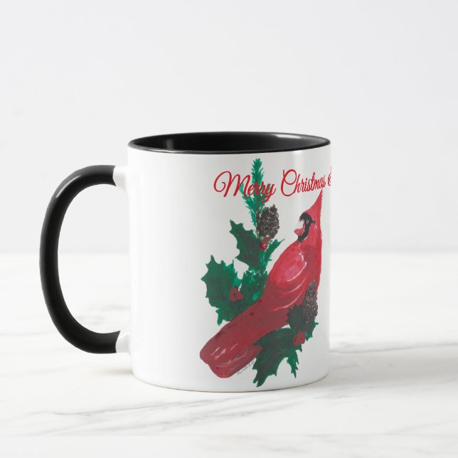 Christmas Cardinal & Holly Mug Cup Mugg (Vänster)
