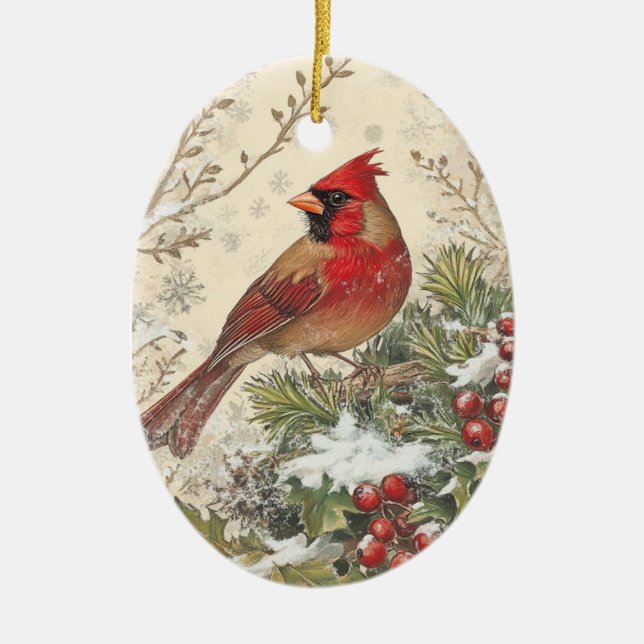 Christmas Cardinal Oval Ornament (Framsidan)