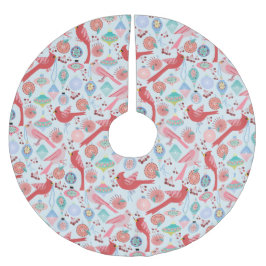 Christmas Cardinals Midcentury Modern Julgransmatta Borstad Polyester