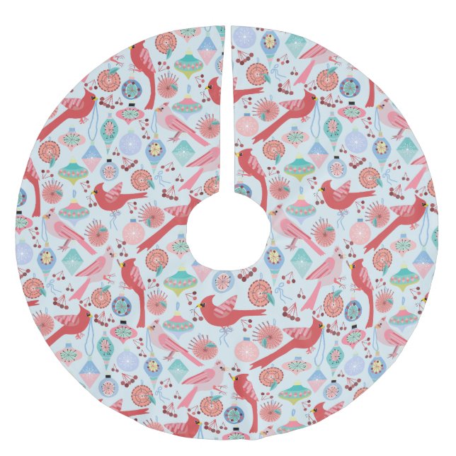 Christmas Cardinals Midcentury Modern Julgransmatta Borstad Polyester (Framsidan)