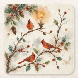 Christmas Cardinals Underlägg Papper Kvadrat