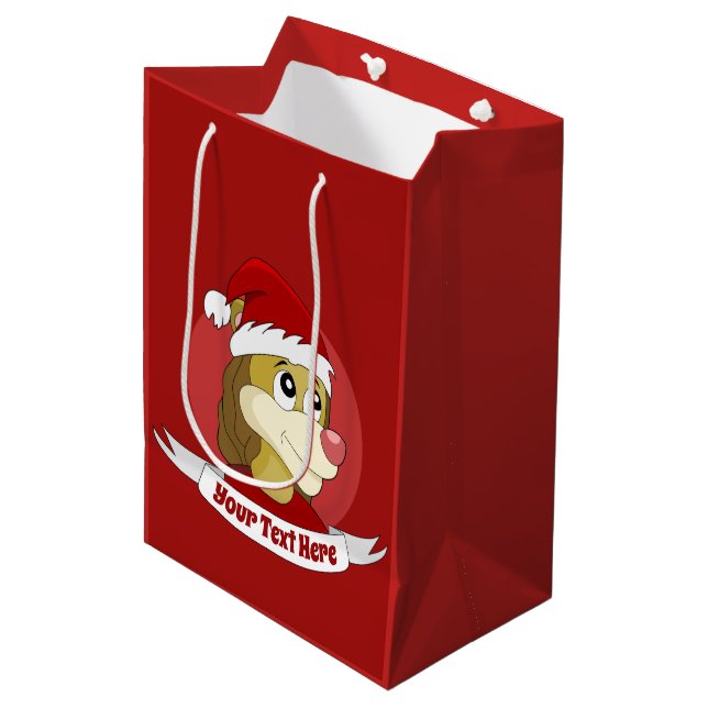 Christmas cartoon with a cute lion medium gift bag (Framsidan Vinklad)