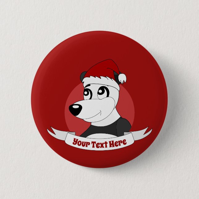 Christmas cartoon with cute panda bear button knapp (Framsida)