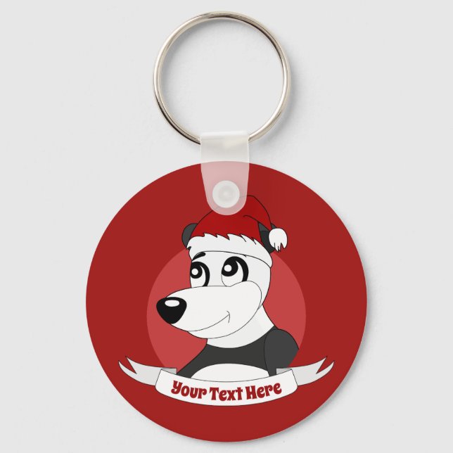 Christmas cartoon with cute panda bear keychain nyckelring (Framsida)