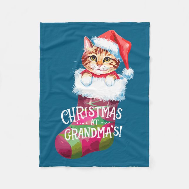 Christmas Cat _ Christmas At Grandma Cat _ Cute Ca Fleecefilt (Framsidan)