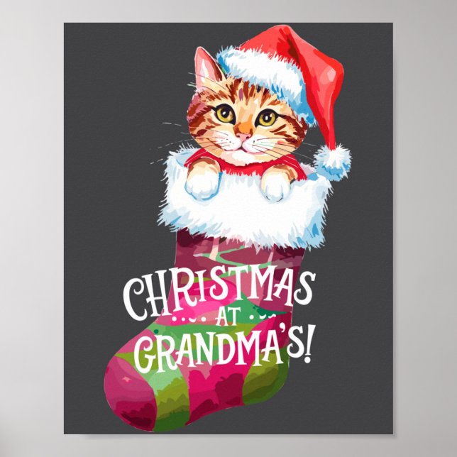 Christmas Cat _ Christmas At Grandma Cat _ Cute Ca Poster (Framsidan)