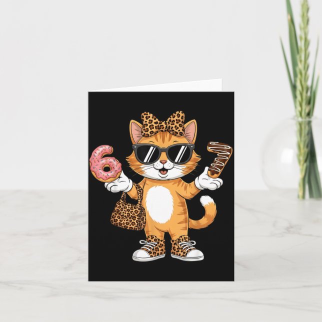 Christmas Cat For Women 6 7 Tee Meme Leopard Bow X Kort (Framsida)